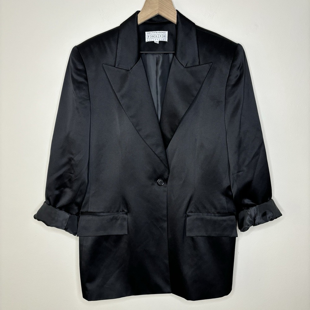 Vintage 90's‎ 100% Silk Women 14 Blazer Jacket Unstructured Old Money Whimsigoth